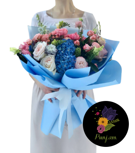 Փունջ վարդերով և լիզիանտուսներով
